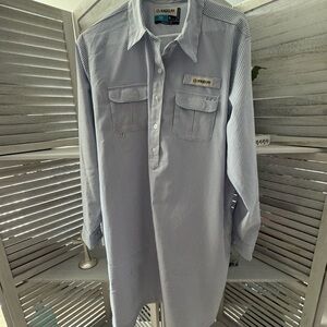 Magellan Outdoors Blue Striped Midi Dress